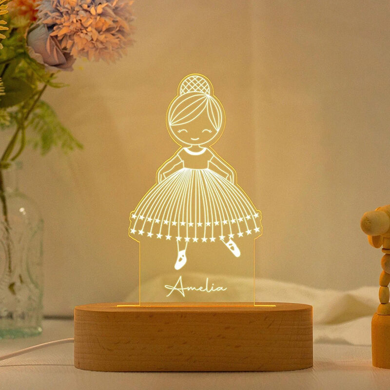 Personalized Name Night Light with Dancer Pattern Lovely Gift for Girl