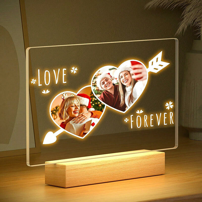 Personalized Picture Night Light with Arrow Romantic Gift for Couples