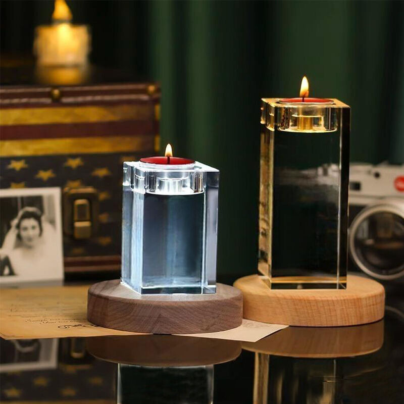 Portacandele di cristallo personalizzato Aggiungi foto di coppia e nome Dolce regalo per anniversario