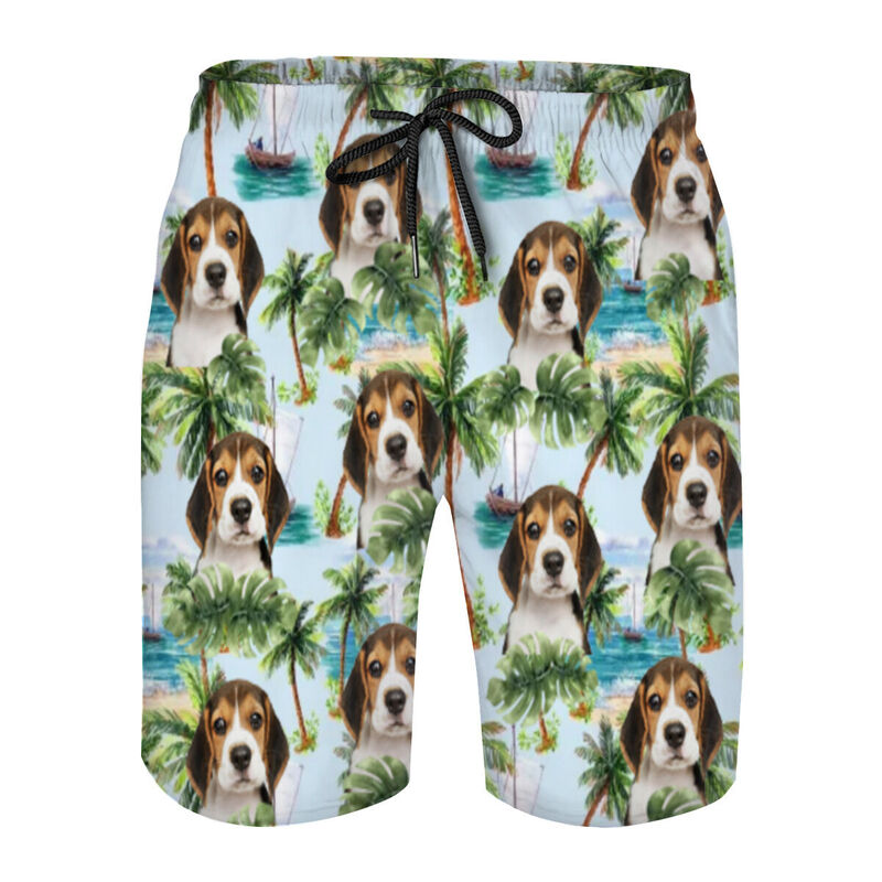 Personalized Picture Men's Beach Shorts with Boat Pattern Special Gift for Him