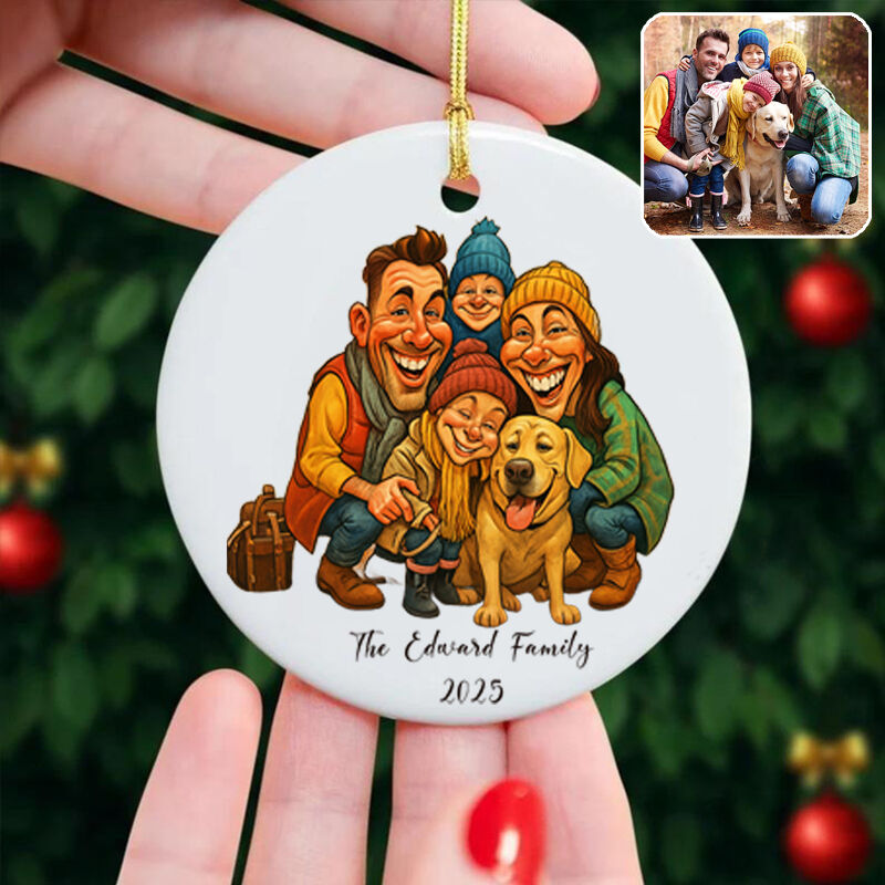 Personalized Hanging Ornaments Customized Cartoon Style Photo Christmas Gift