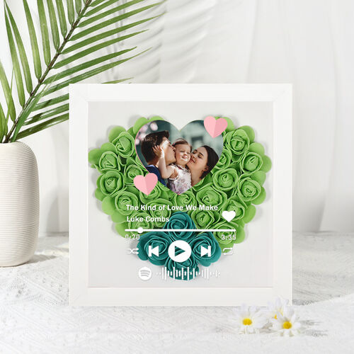 Personalized Dried Flower Shadow Box With Spotify Code And Photo Gift for Family