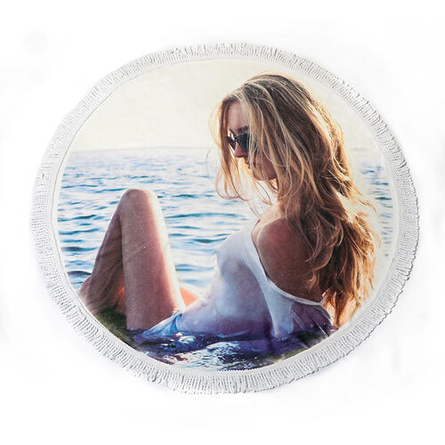 Personalisiertes Strandtuch mit Foto in runder Form