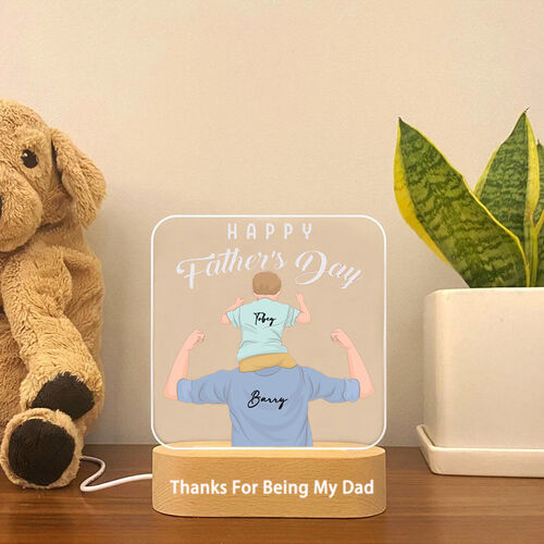 Personalized Acrylic Plaque Lamp On Daddy's Shoulder with Custom Name for Super Dad