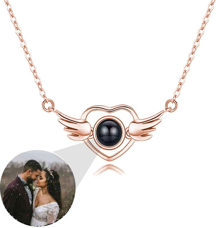 Personalized Photo Projection Necklace - Angel's Wings
