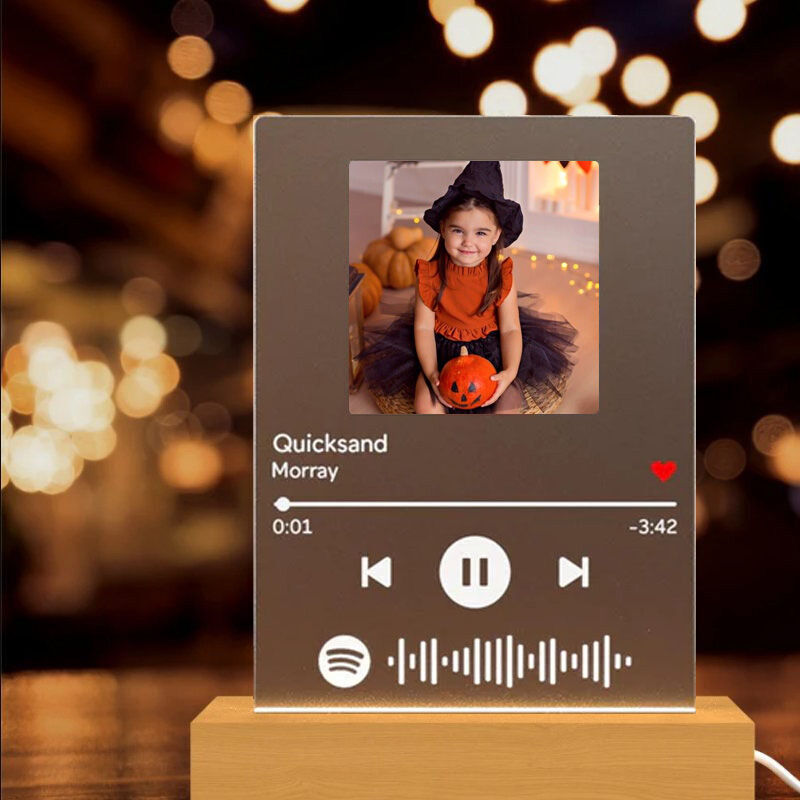 Customized Spotify Plaque Song and Photo Lights Personalized Halloween Gift