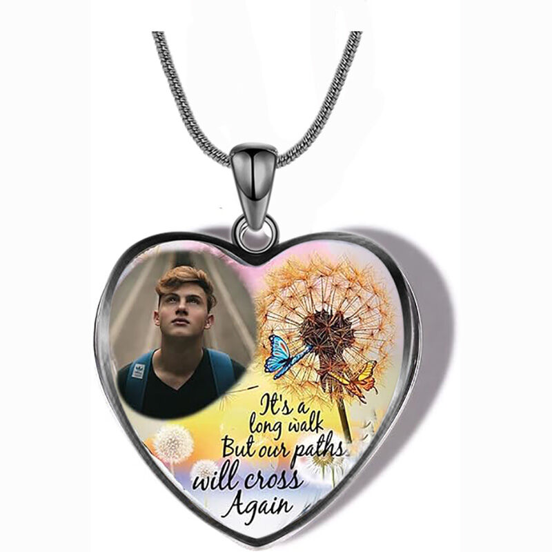 "It's A Long Walk But Our Paths Will Cross Again" Custom Photo Necklace
