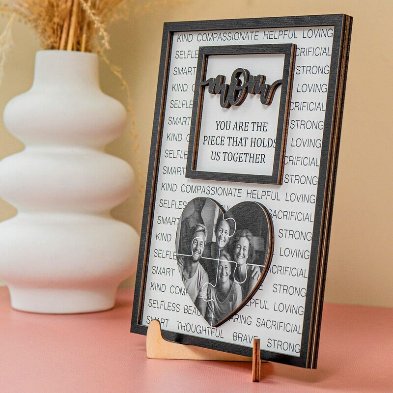 Personalized Heart Shaped Photo Puzzle Frame Warming Mother's Day Gift