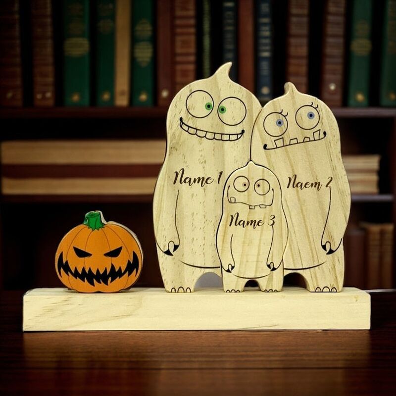 Personalized Wooden Ghost Family Puzzle Memorial Halloween Gift