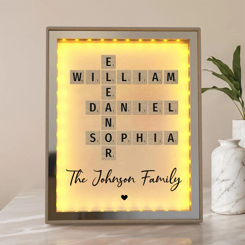 Personalized Name Scrabble Mirror Lamp Best Gift for Dear Family