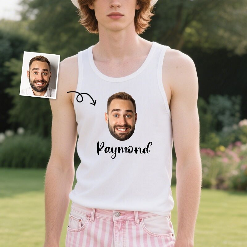 Personalized Tank Top Custom Head Photo with Name Funny Design Attractive Gift for Friends