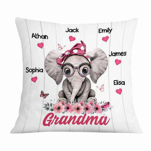 Personalized Elephant Family Pillow