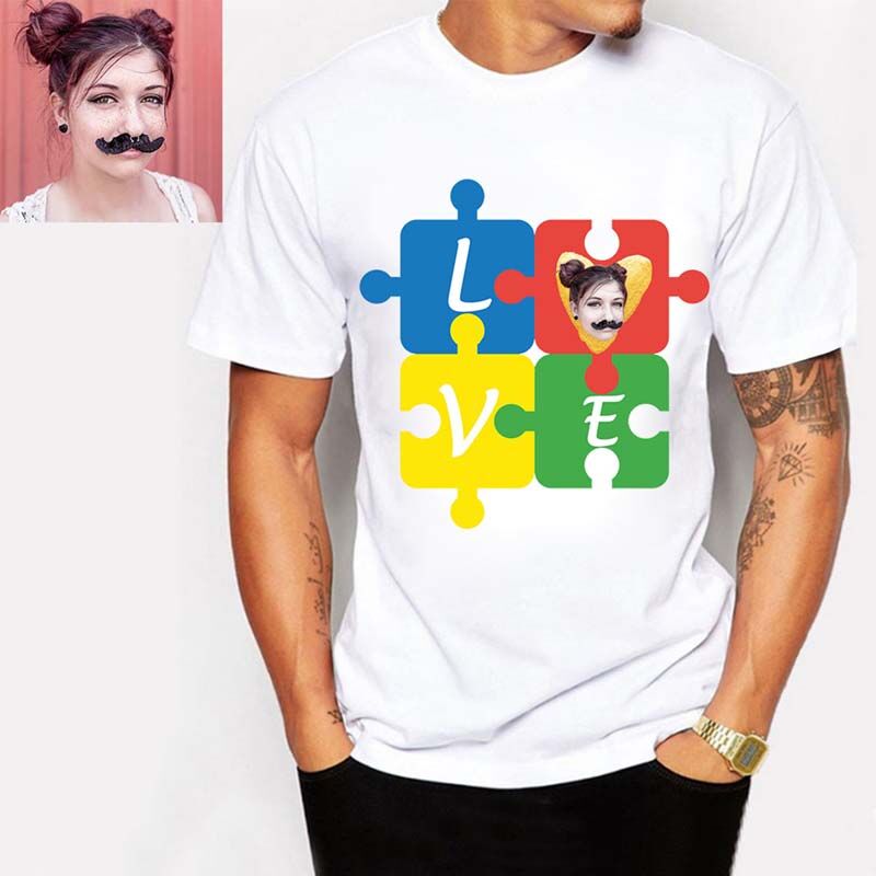 T-Shirt photo "Je t'aime" avec puzzle personnalisé