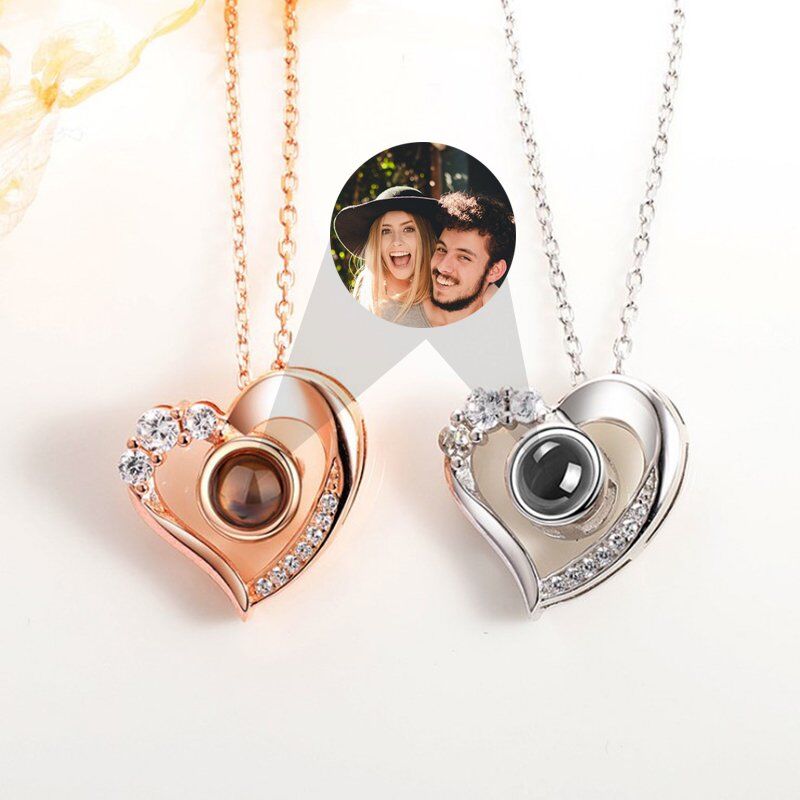 Sterling Silver Personalized Photo Projection Necklace With Picture Inside -My Heart Will Go On