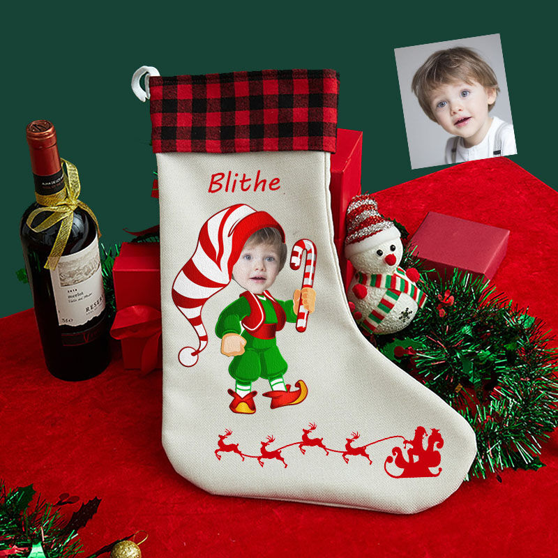 Calze Personalizzate con Foto Decorazioni per Natale in Cotone