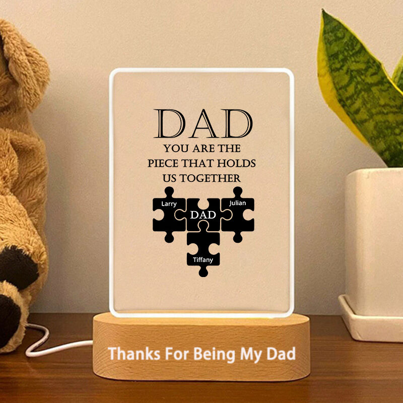 Personalized Acrylic Plaque Lamp with Custom Name Puzzles Creative Present for Dad