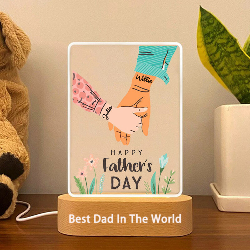 Personalized Acrylic Plaque Lamp Hold Your Hand with Custom Name for Dear Daddy