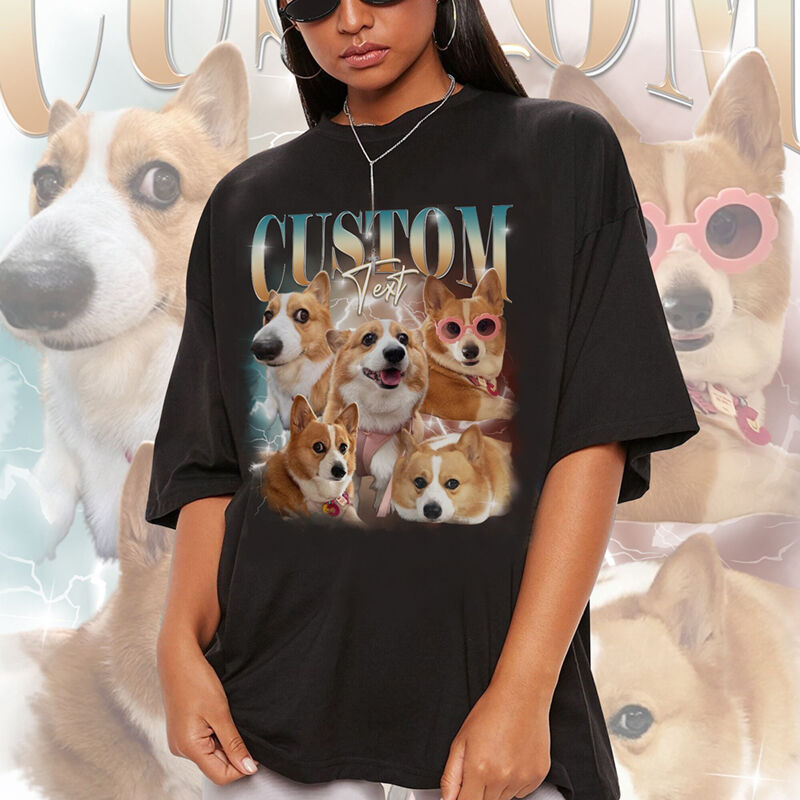 Personalized T-shirt with Custom Photos Retro Style Vintage Design for Pet Lovers