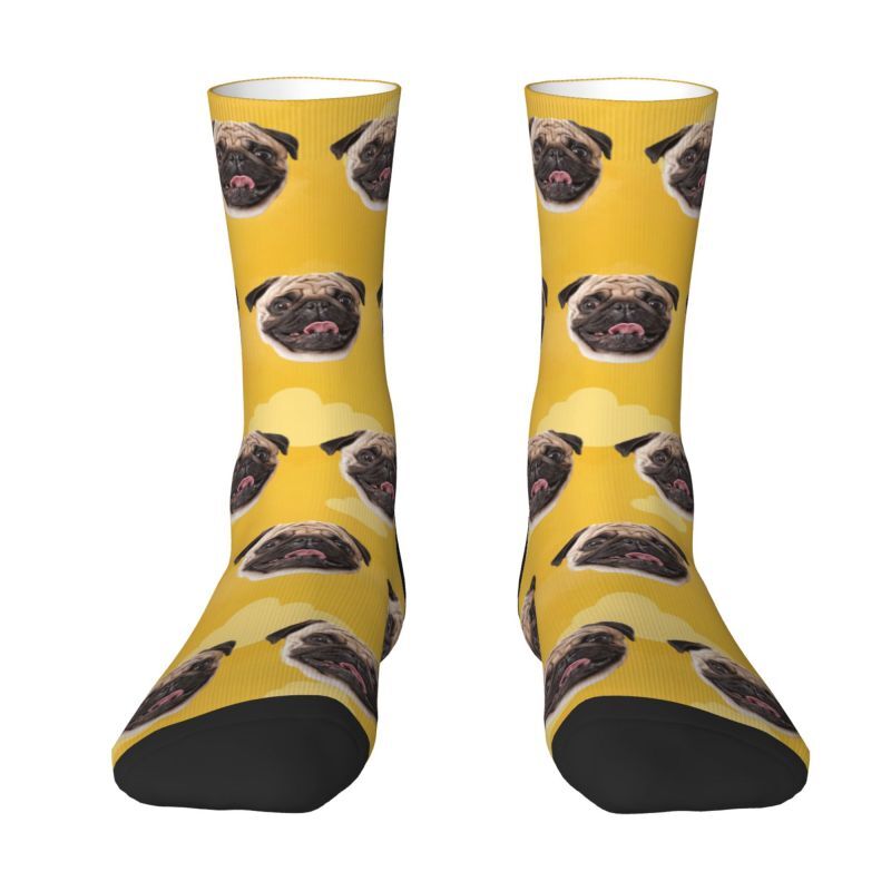 Personalisierte Socken mit Wolkengesicht und Tierbildern für Haustierliebhaber