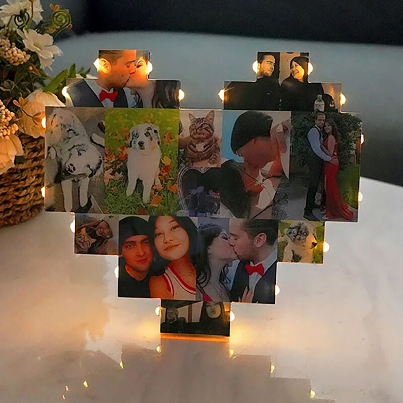 Personalized Picture Lamp Heart Shaped Creative Gift for Family