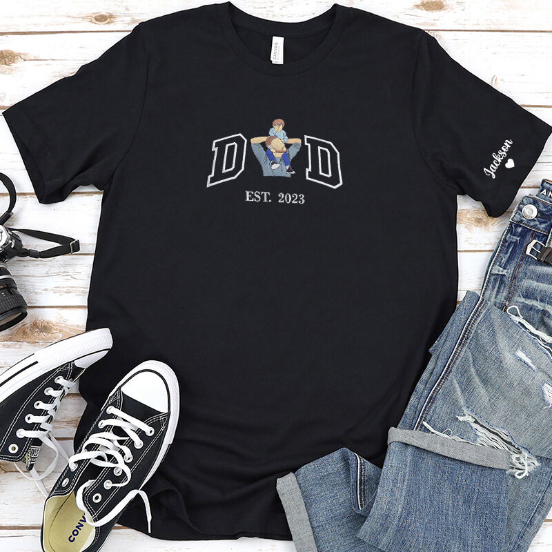 Camiseta Personalizada Bordada Papá con Foto Diseño Personalizado Regalo Único para el Día del Padre