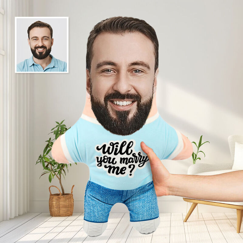 “Wil je met me trouwen? “Aangepaste gezicht kussen Cartoon foto pop Proposal Gift voor vriendin