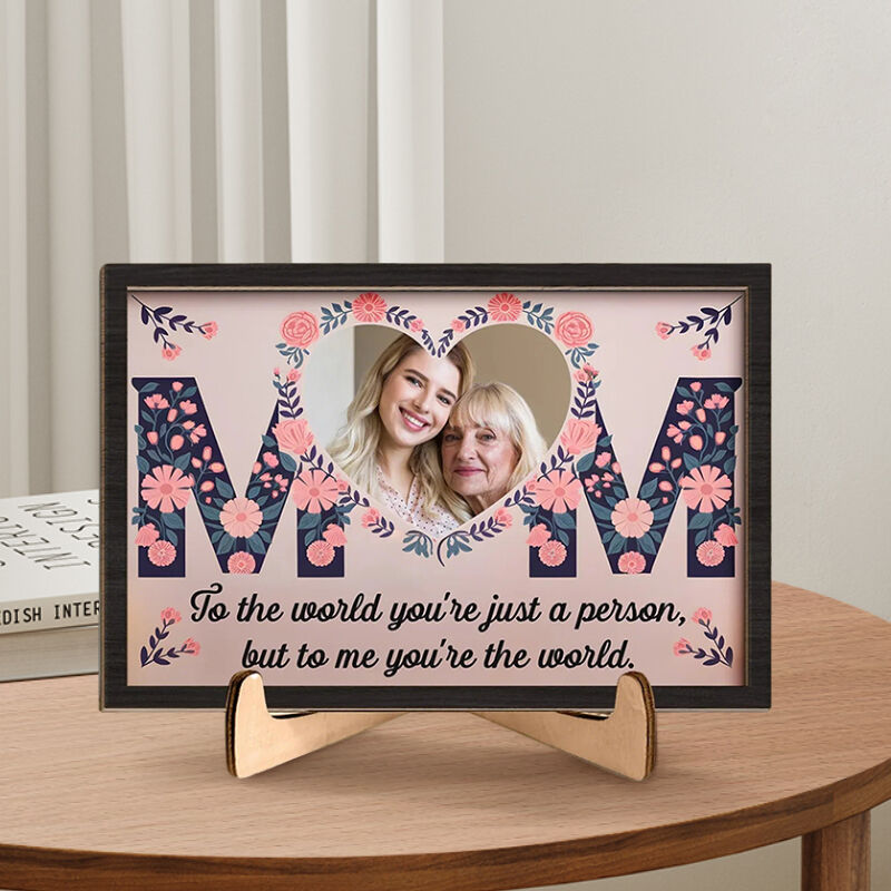 Personalized Photo Frame You're The World To Me Flowers Heart Design Attractive Gift for Mother's Day
