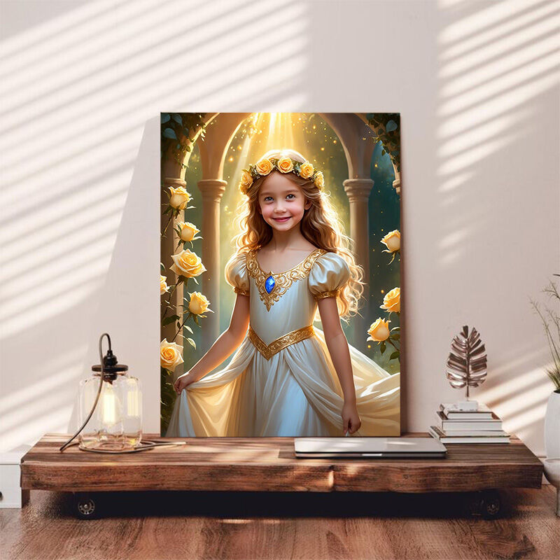 Personalized Sun Queen Portraits with Custom Face Swap Graceful Gift for Child