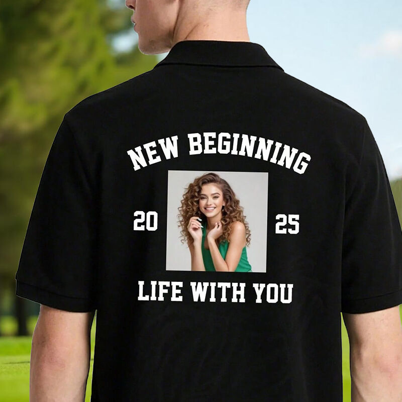 Personalized Engraving Polo Shirt with Custom Photo Romantic Gift for Couples