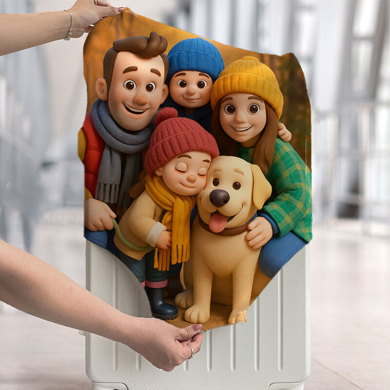 Personalized Luggage Cover with Customized Cartoon Photo, Fun Gift for Loved Ones