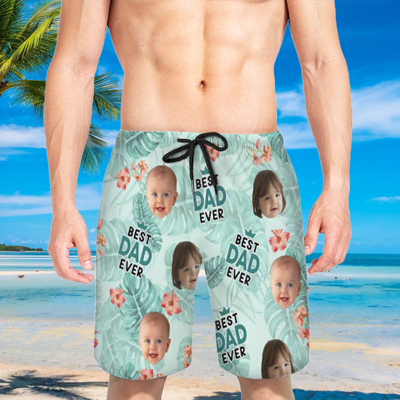 Pantaloncini da spiaggia da uomo personalizzati con foto e motivo fiori rossi Bellissimo regalo per il papà