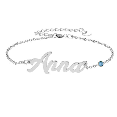 "Your Name My Surname" Engravable Name Bracelet With Birthstone