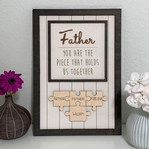 Personalized Father Puzzle Sign Frame With Kids Names