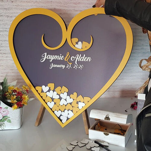 ハート型 ウェディングドロップス 文字入れ 芳名帳 結婚式 木製 アクリル