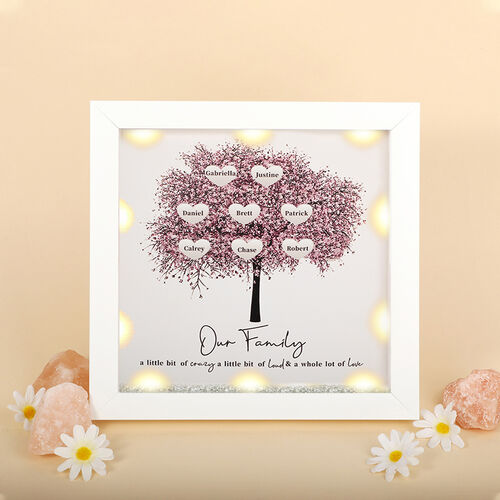 "Our Family A Little Bit of Crazy" Personalized Light Up Family Tree Frame