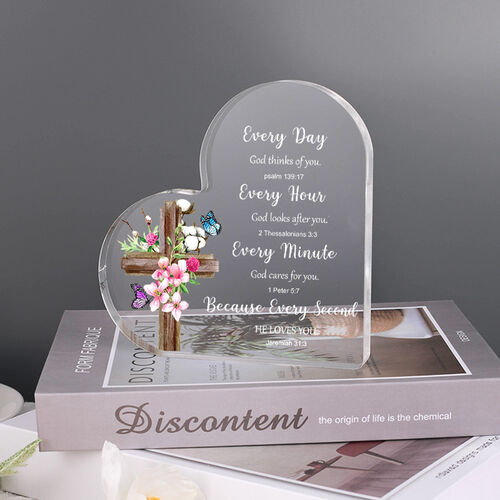 Beautiful Gift "Every Second He Loves You" Heart Shaped Acrylic Plaque