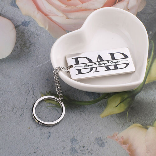 Custom Name Square Shaped Keychain Funny Gift for Dad