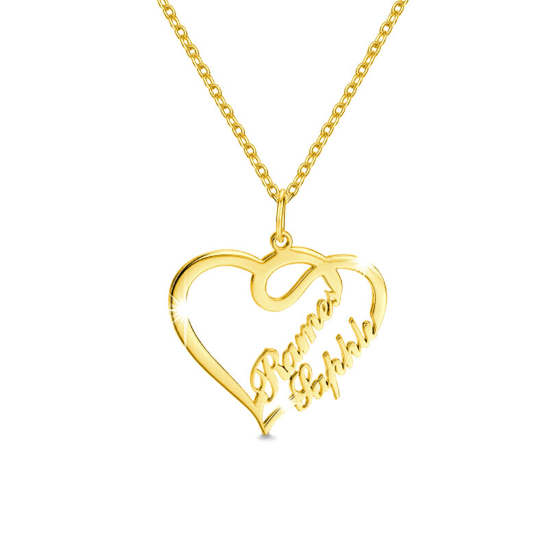 Overlapping Heart Two Name Necklace