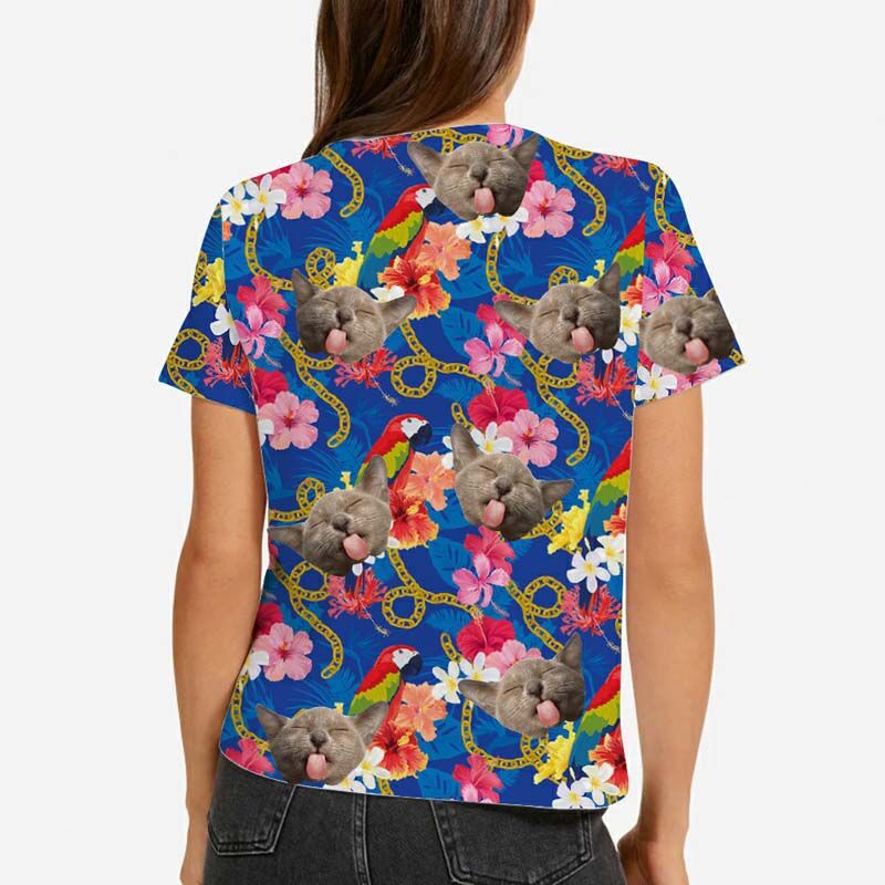 Personalized Face Hawaiian T-Shirt Printed With Birds & Flowers