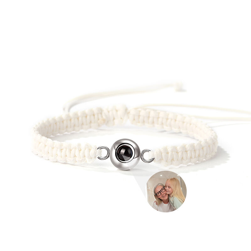 Personalized Braided White Rope Photo Projection Bracelet Sweet Cool Gift