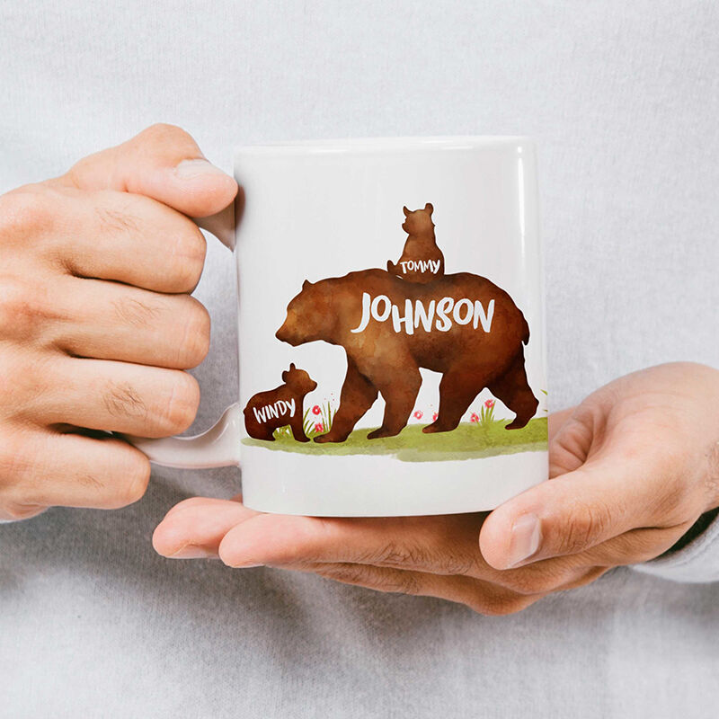 Tasse personnalisé avec un ours de la famille Cadeau pour une personne importante