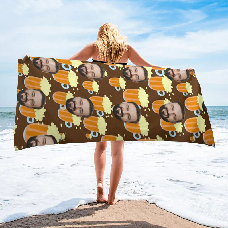 Personalized Photo Bath Towel with Beers Pattern Cool Gift for Brother