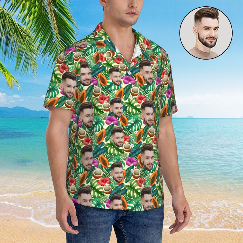 Personalisiertes Hawaii Hemd Custom Foto mehr Vintage Palmen für Männer