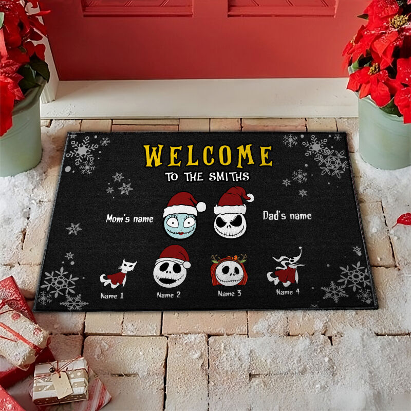 Paillasson personnalisé Welcome To My House Chapeau de Noël personnalisé Cadeau idéal pour la famille
