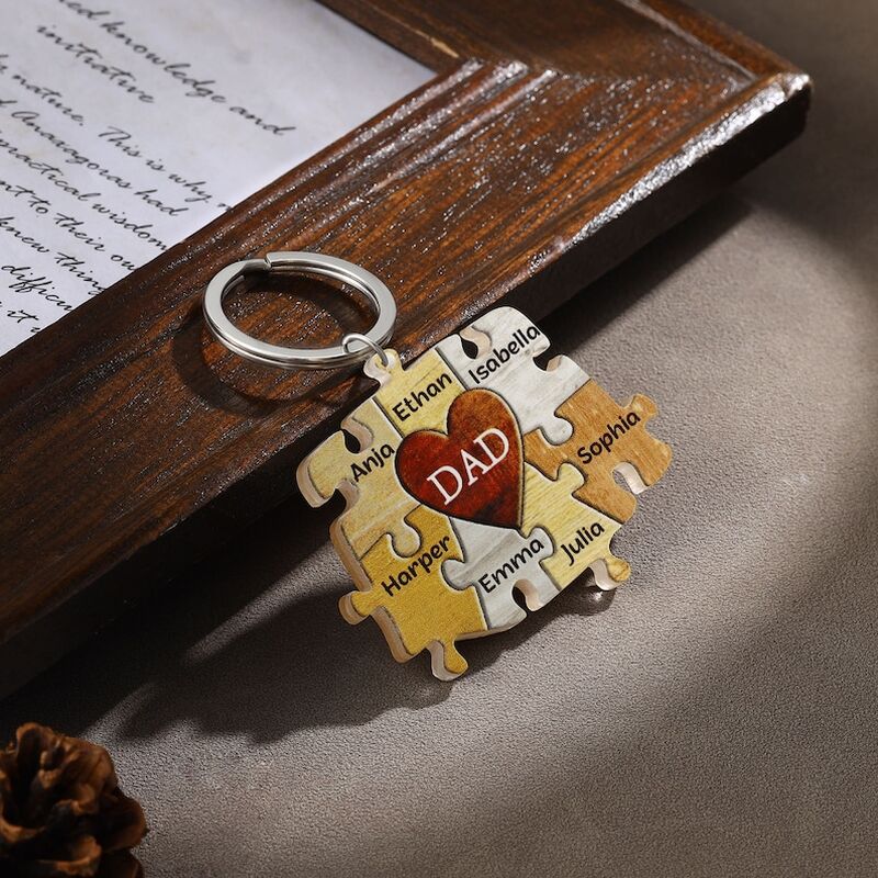 Llavero de Rompecabezas Personalizado con Nombre de Familia - Regalo de Navidad Personalizado