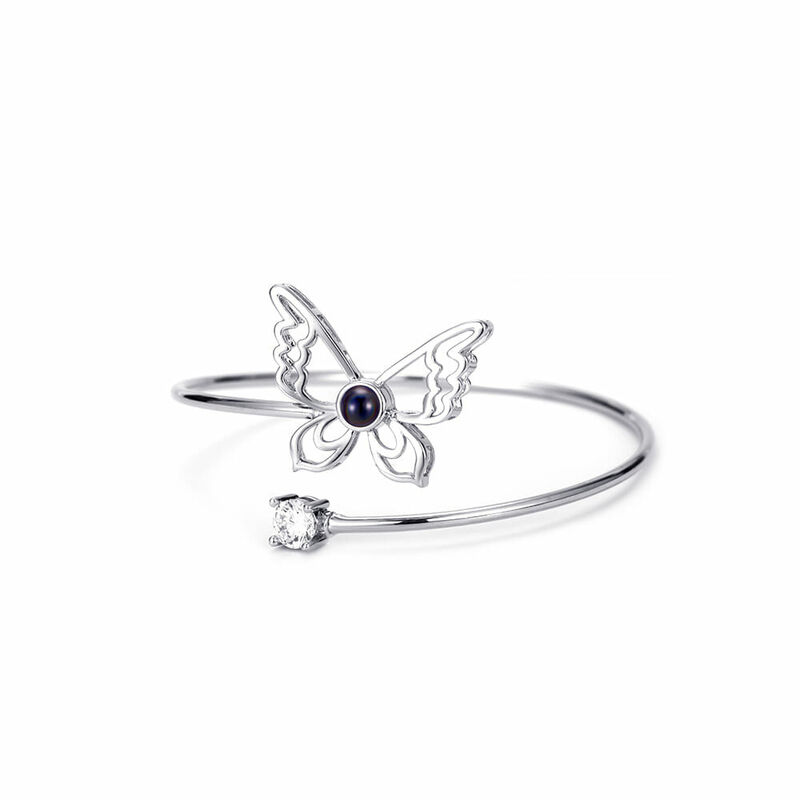 Gepersonaliseerde Projectie Armband Met Vlinder Hanger Prachtig Cadeau Voor Vrouw