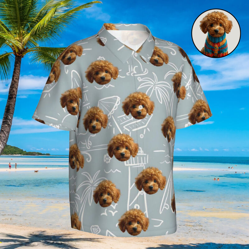 Personalisiertes Hawaiihemd mit Skizze Sonnenschirm Einfaches Sommeroberteil für Männer