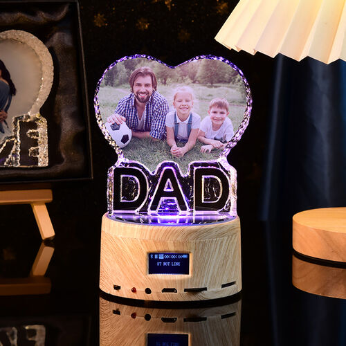 Lumière cristal Couleur personnalisée Haut-parleur Bluetooth - Cadeau pour le papa