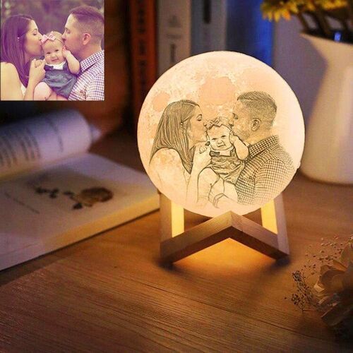 Lámpara luna de foto personalizado para la familia