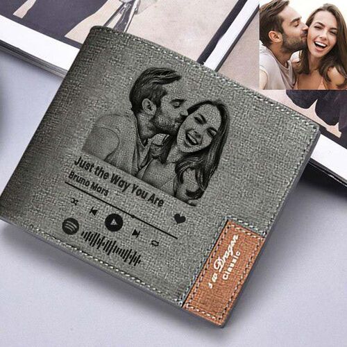 Personalisierte Foto Herren Geldbörse mit Spotify Song-Cover Geschenk für Boyfriend